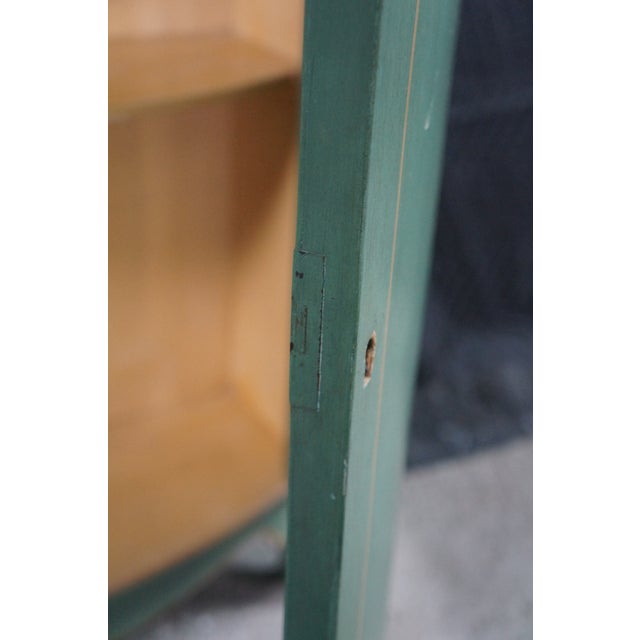 Vintage Petite Green Bowfront Country Farmhouse Bookcase Display Cabinet Chic For Sale - Image 6 of 18