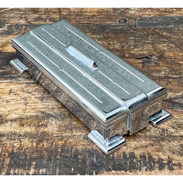 Vintage Deco Metal Lidded Box For Sale - Image 11 of 12