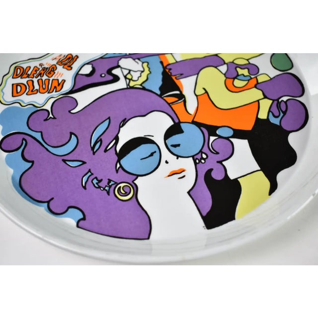 1960s 1965 Franco Pozzi Italian Graphic Ceramic Plates, Pair For Sale - Image 5 of 10