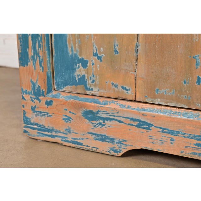 Blue Modern Distressed Blue Painted Monumental Sideboard by Van Thiel For Sale - Image 8 of 13