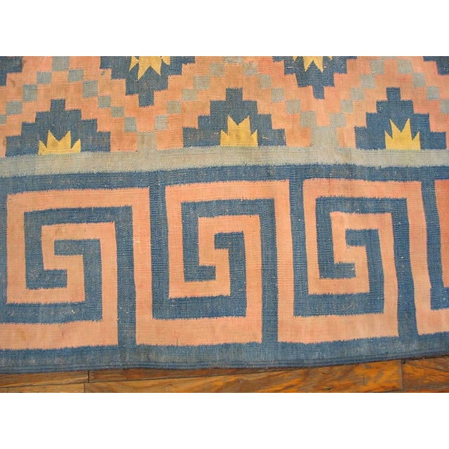 1930s White Diamond Antique Indian Dhurrie Rug 6' X 8' 6" Handknotted Cotton Carpet For Sale In New York - Image 6 of 9