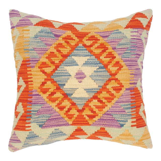 Bohemian Turkish Lesa Hand Woven Kilim Throw Pillow For Sale