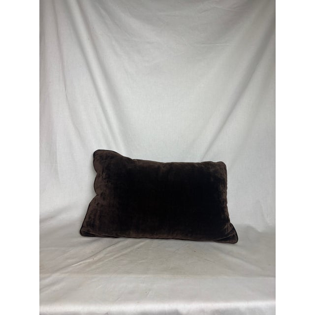 Pair of Luxurious Brown Velvet Throw Pillows For Sale - Image 4 of 5