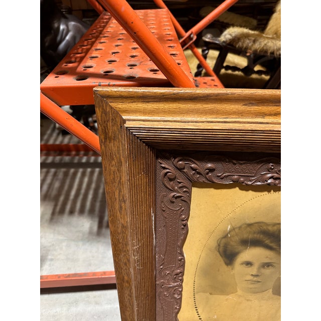 Vintage Wooden Intricate Frame With Photo of a Woman For Sale In Atlanta - Image 6 of 7