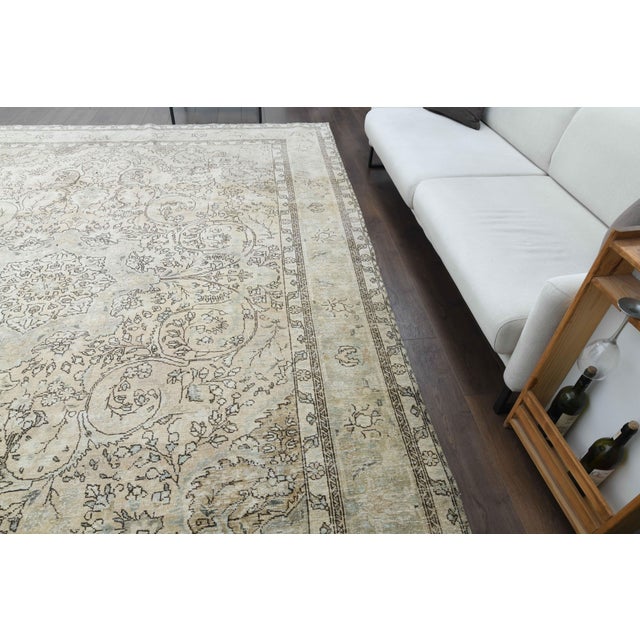 1970s Vintage Persian Handmade Wool Cotton Brown Area Rug For Sale - Image 4 of 11