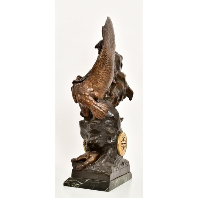 Late 19th Century Patinated Bronze Figural Sculpture Clock "Lutte Préhistorique" by Emile Louis For Sale - Image 5 of 11