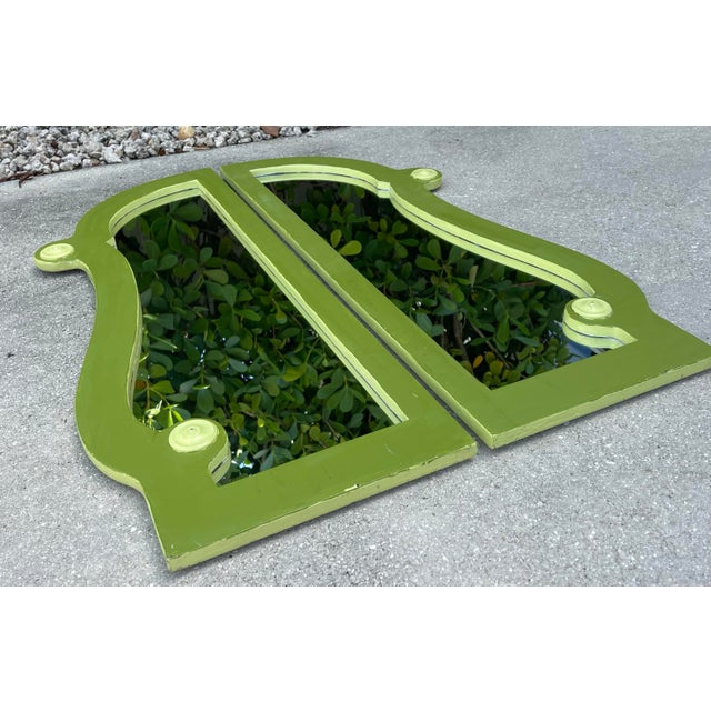 Vintage Palm Beach Style Olive Green Architectural Mirrors – Pair For Sale - Image 4 of 15