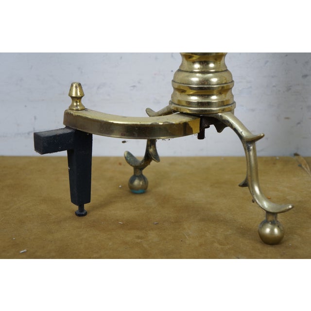 Antique Georgian Colonial Revival Brass Beehive Fire Dog Andirons - a Pair For Sale - Image 14 of 14