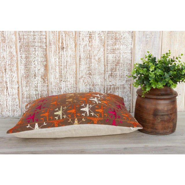 Textile Zia Antique Indian Folk Lumbar Pillow For Sale - Image 7 of 10