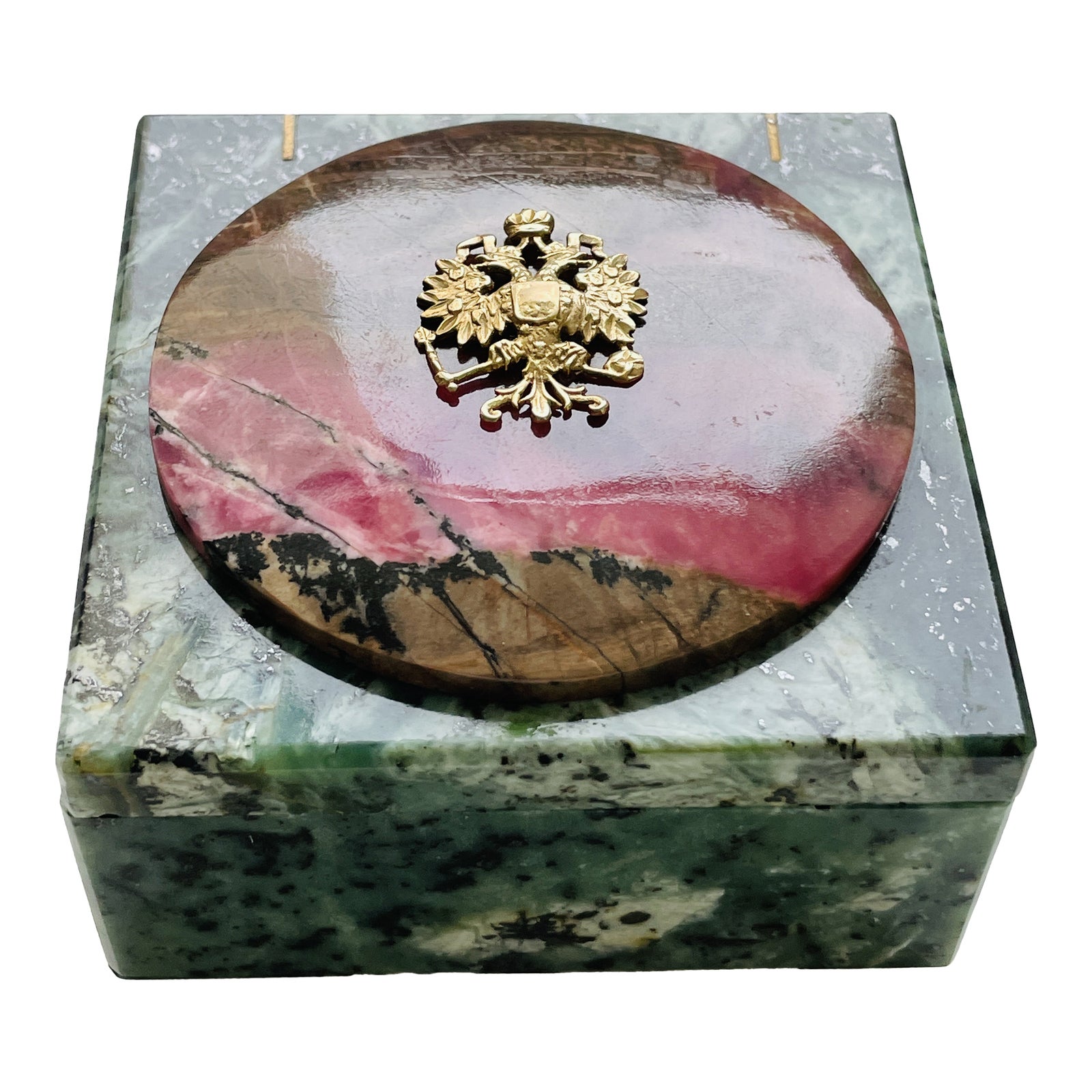 1980s Russian Stone Coat of Arms Box, Double Eagle Coat of Arms Chairish