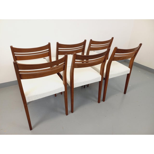 Tan Vintage Scandinavian Dining Chairs in Teak and French Terry Fabric, 1960s, Set of 6 For Sale - Image 8 of 15