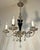 American Antique Five-Arm Metal, Black Glass and Crystal Chandelier For Sale - Image 3 of 15
