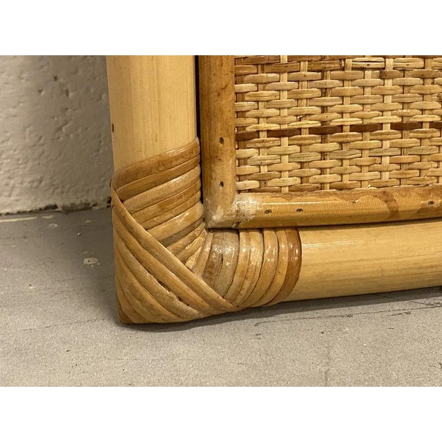 Wood Wicker and Bamboo Mirror, 1970s For Sale - Image 7 of 8