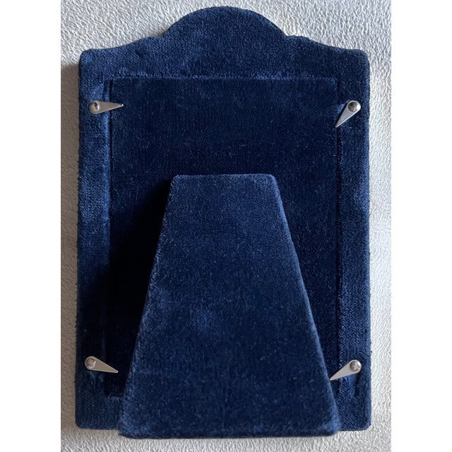 Silver Vintage English Sterling Silver Hallmarked Frame-Velvet Easel Back For Sale - Image 8 of 9