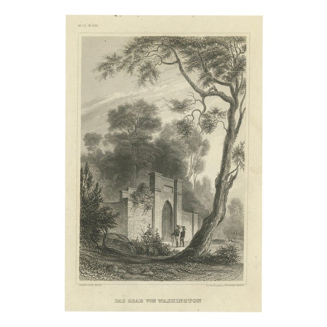 Hermann Meyer, Washington's Tomb at Mount Vernon, 1850, Engraving For Sale