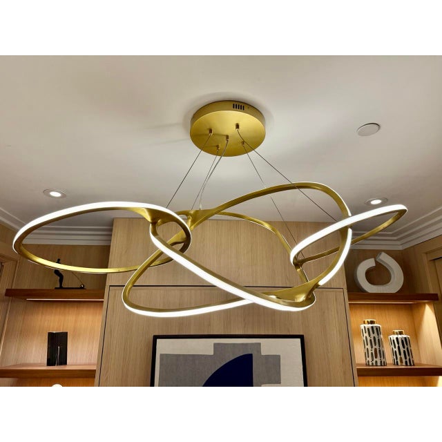 Michael Oren Designs Orbit Burnished Brass Chandelier For Sale - Image 13 of 13