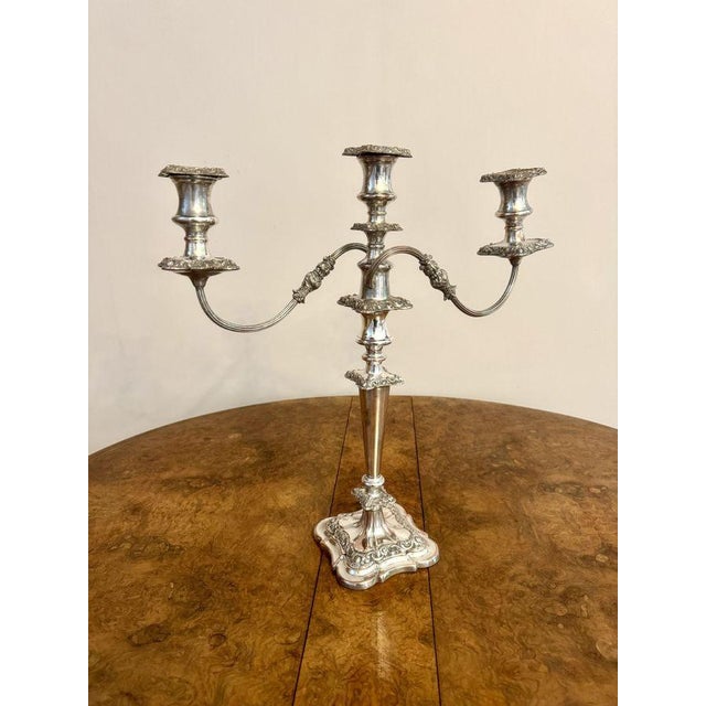 Silver Antique Victorian Ornate Silver-Plated Candelabras, 1860, Set of 2 For Sale - Image 8 of 10