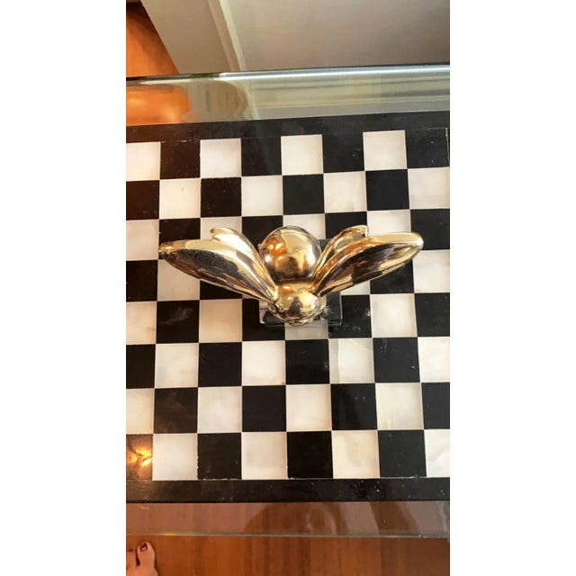 Metal 1970’ Brass Bee Sculpture Mounted on Black and White Marble Base After G LaChaise for Alba Studios For Sale - Image 7 of 10
