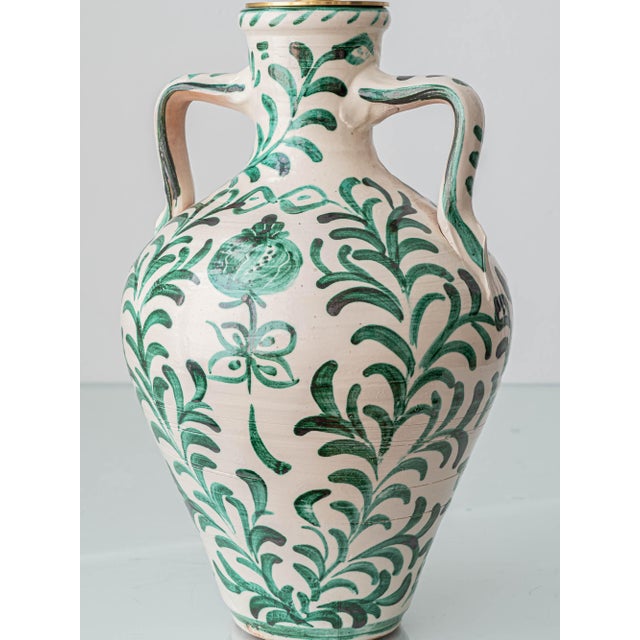 Spanish Revival Ceramic Table Lamps with New Linen Shades, 2010s, Set of 2 For Sale - Image 17 of 18