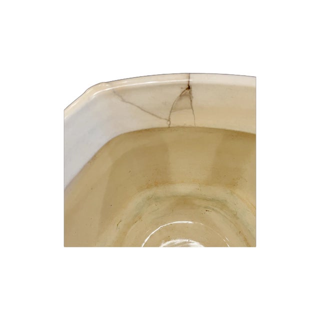 Early 20th Century Large Antique English Green and Gilt Ceramic Jardiniere & Pedestal For Sale - Image 11 of 12