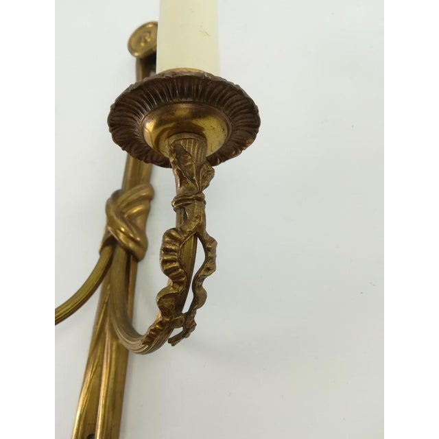 1950s Vintage French Brass Wall Light with Candles, Set of 2 For Sale - Image 5 of 10