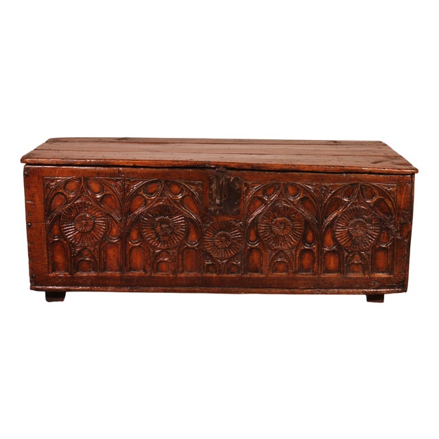 Gothic Oak Chest, Northern France For Sale