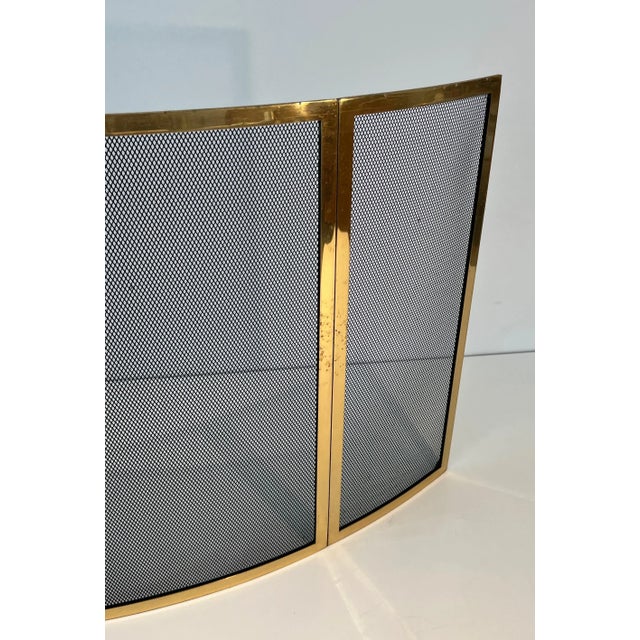 Curved Brass Fireplace Screen Design. Work in French. Circa 1970 For Sale - Image 10 of 11