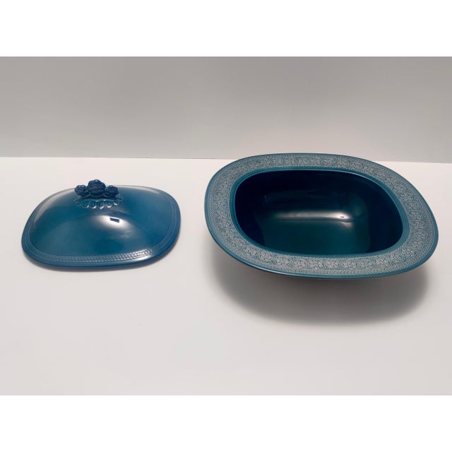 Mid-Century Modern Vintage Italian Margherita Centerpiece in Blue Earthenware attributed to A. Campi for Laveno, 1965 For Sale - Image 3 of 16