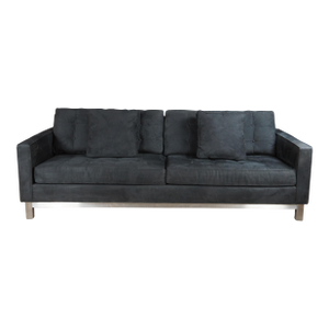 Ethan Allen Melrose Collection Track Arm Tufted Black Suede Modern Sofa Couch