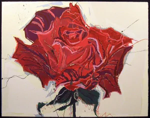 Sally Anderson "Rose" Hand Signed Original Red Rose Lithograph Unframed