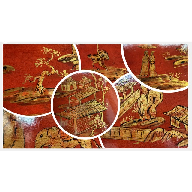 Chinoiserie Style Painted Server With Removable Tray by Century For Sale - Image 17 of 18