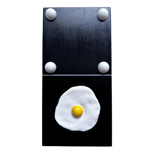 Vera Vizzi, Modular Domino Wall Sculpture with Fried Egg Motif, 2026, Foam Clay on Wood For Sale
