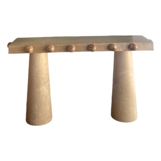 Dot 65 Inch Modern Architectural Console Table with Ball Design in Light Oak For Sale