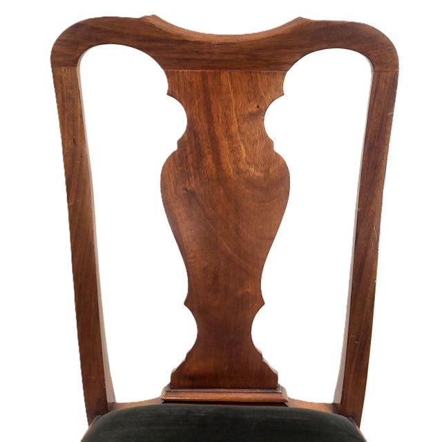 Pair 19th C English Queen Anne Mahogany Splat Back Slip Seat Side Chairs For Sale - Image 10 of 15