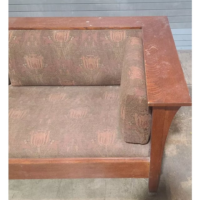 Late 20th Century Late 20th Century Stickley Oak Mission Arts & Craft Prairie Sofa For Sale - Image 5 of 10