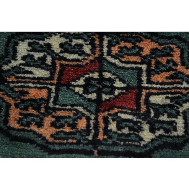 Green Rustic Bokhara Green/Black Hand Knotted Wool Runner Rug For Sale - Image 8 of 9