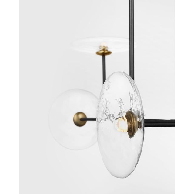Calvino Large Linear Chandelier in Aged Iron and Hand-Rubbed Antique Brass with Clear Glass Designer: Ian K. Fowler...