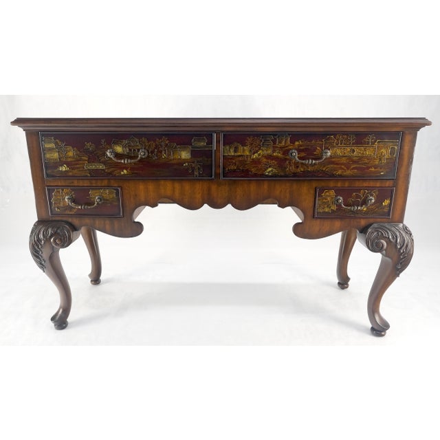 Maitland Smith Fine Carved Two Drawers Carved Chinoiserie Console Sideboard MINT For Sale - Image 6 of 12