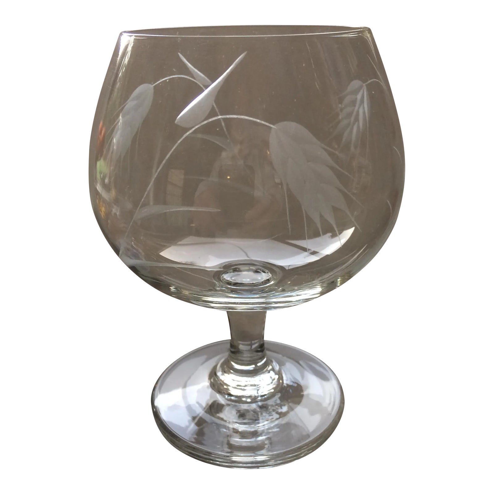 Vintage Sasaki Wheat Etched Crystal Brandy Snifters glasses Set of 4