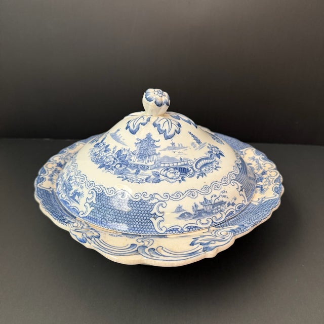 Antique White Allerton's of England Chinese Fine China Covered Vegetable Bowl For Sale - Image 8 of 16