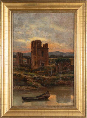 Rome, 19th Century, Oil Painting on Canvas, Framed