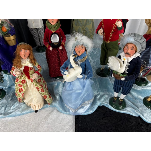 Red Vintage Byers' Choice Twelve Days of Christmas Collection | Complete Holiday Series Vignette With Rare Piping Piper & Swan Lady Heritage Set For Sale - Image 8 of 13