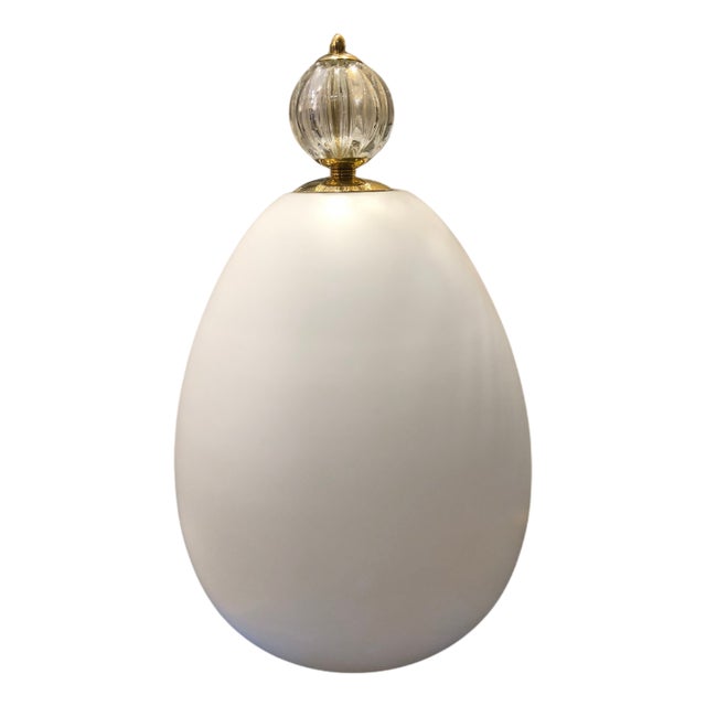 White Murano Egg Lamp For Sale