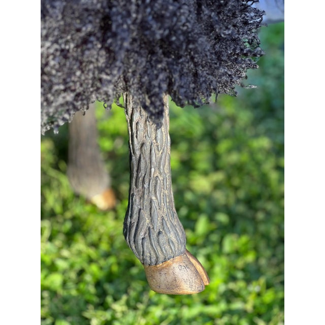 Metal Stool / Ottoman Sculpted and Gilt Faux Legs and Faux “Lamb” Washable Upholstery Textile- Made to Order For Sale - Image 7 of 7