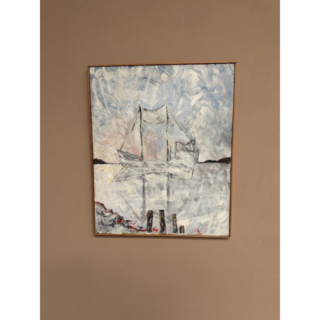 Michael Hertzman, Silhouette of the Boat, 1992, Oil on Canvas, Framed For Sale - Image 16 of 18