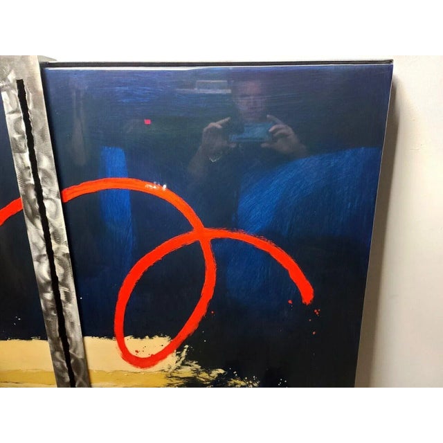 Blue Scott Hile Huge Mid Century Modern Abstract Painting Sculpture For Sale - Image 8 of 13