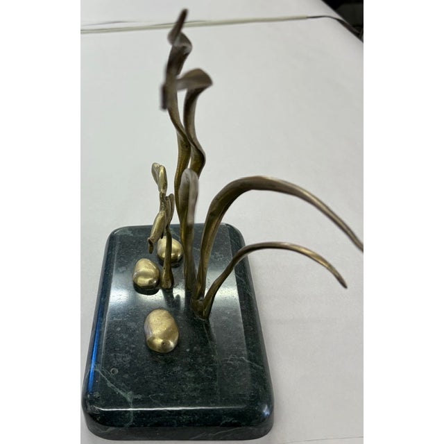 Metal Mid Century Brass Sculpture With Marble Base - Attributed to Bijan For Sale - Image 7 of 10