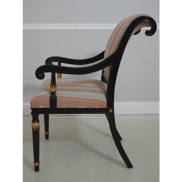 Traditional Set of 8 Fabrizi Black Upholstered Regency Dining Room Chairs For Sale - Image 3 of 18