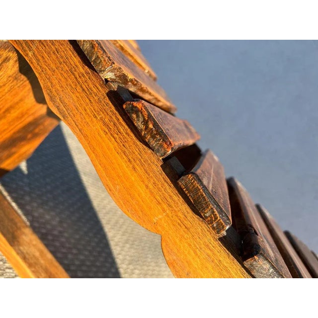 Wood Small Slatted Bench, 1950s For Sale - Image 7 of 8