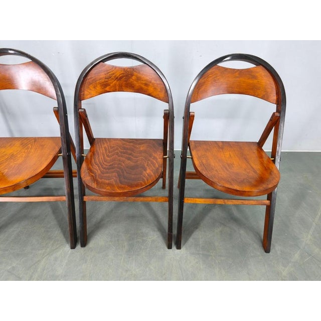 Wood Bauhaus B751 Folding Chairs from Ligna, Czechoslovakia, 1930s, Set of 4 For Sale - Image 7 of 14